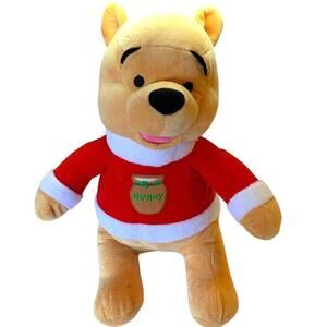 Disney Christmas Winnie the Pooh Bear 15” Plush Hunny Pot Santa Outfit READ​​​​​